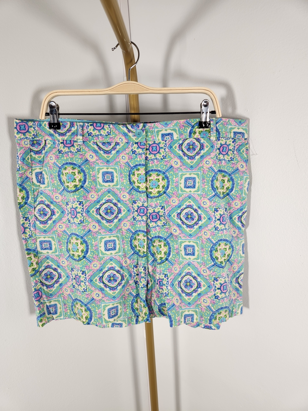Talbots Pastel Green & Blue Printed Bermuda The Weekend Short